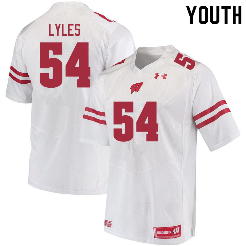 Wisconsin Badgers Youth #54 Kayden Lyles NCAA Under Armour Authentic White College Stitched Football Jersey UJ40H47VX